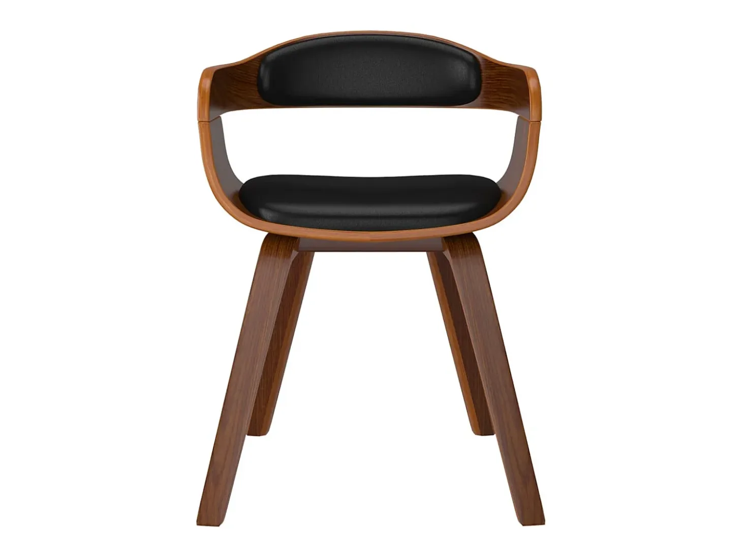 Silla de comedor de cuero sintético y madera curvada negro