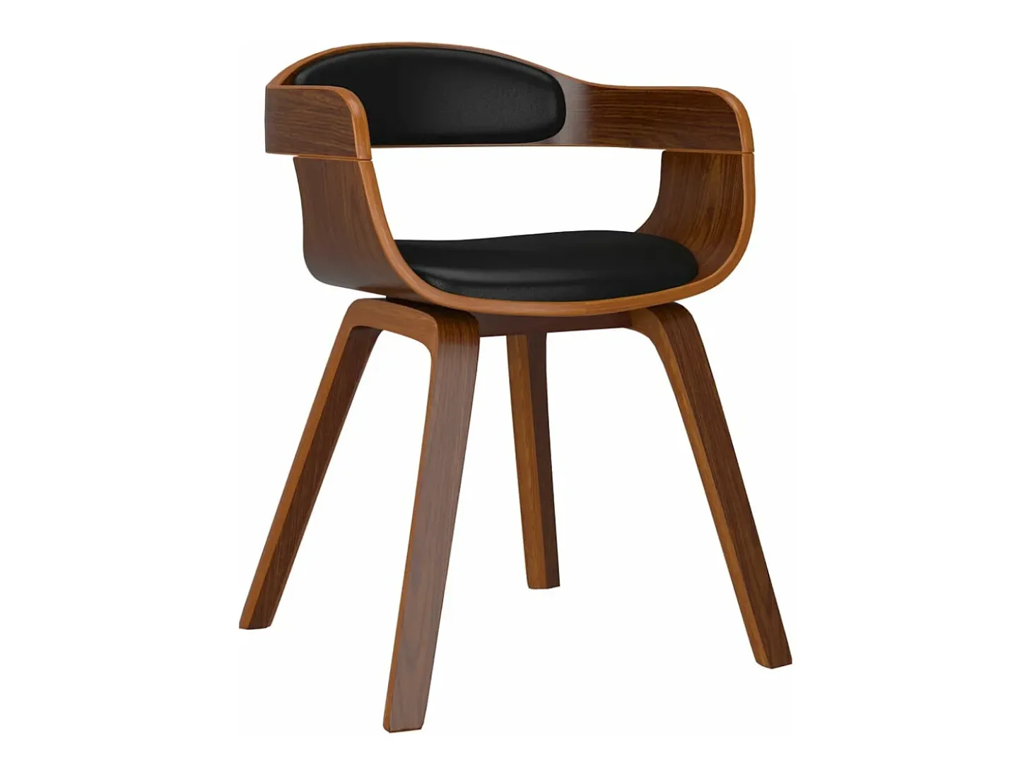 Silla de comedor de cuero sintético y madera curvada negro
