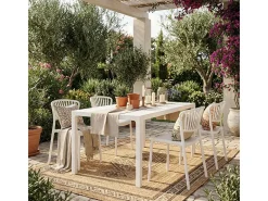 Silla de comedor de diseño moderno para interiores y exteriores Vivienne - Blanco
