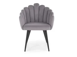 Silla de comedor de diseño en terciopelo gris con patas de acero negro Amboise