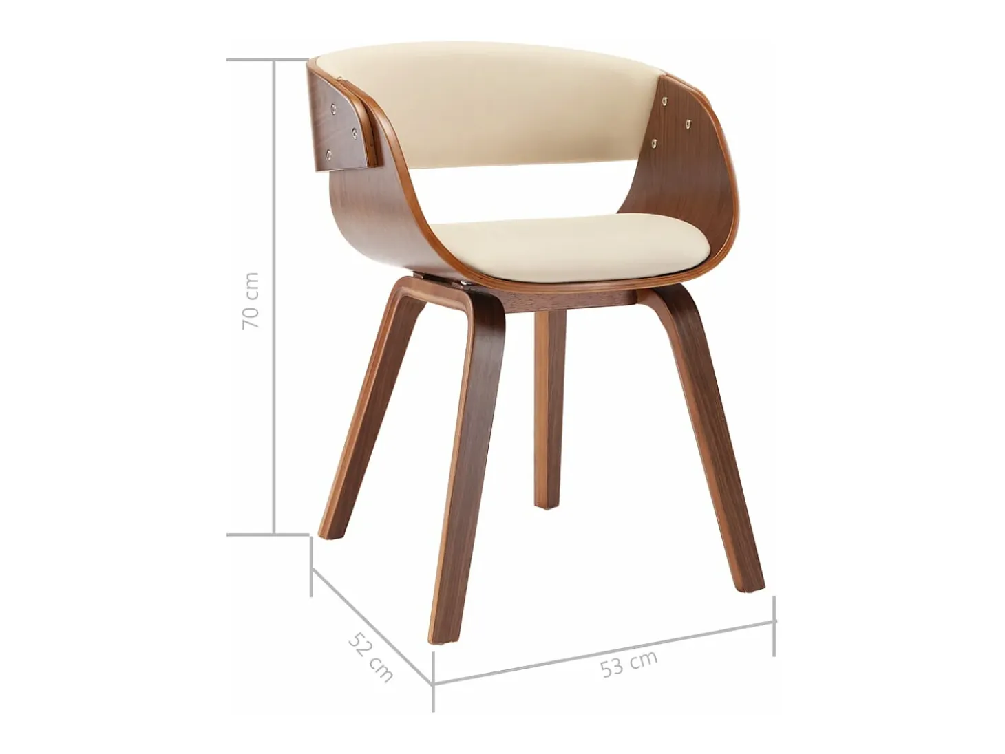 Silla de comedor de madera curvada y cuero sintético crema