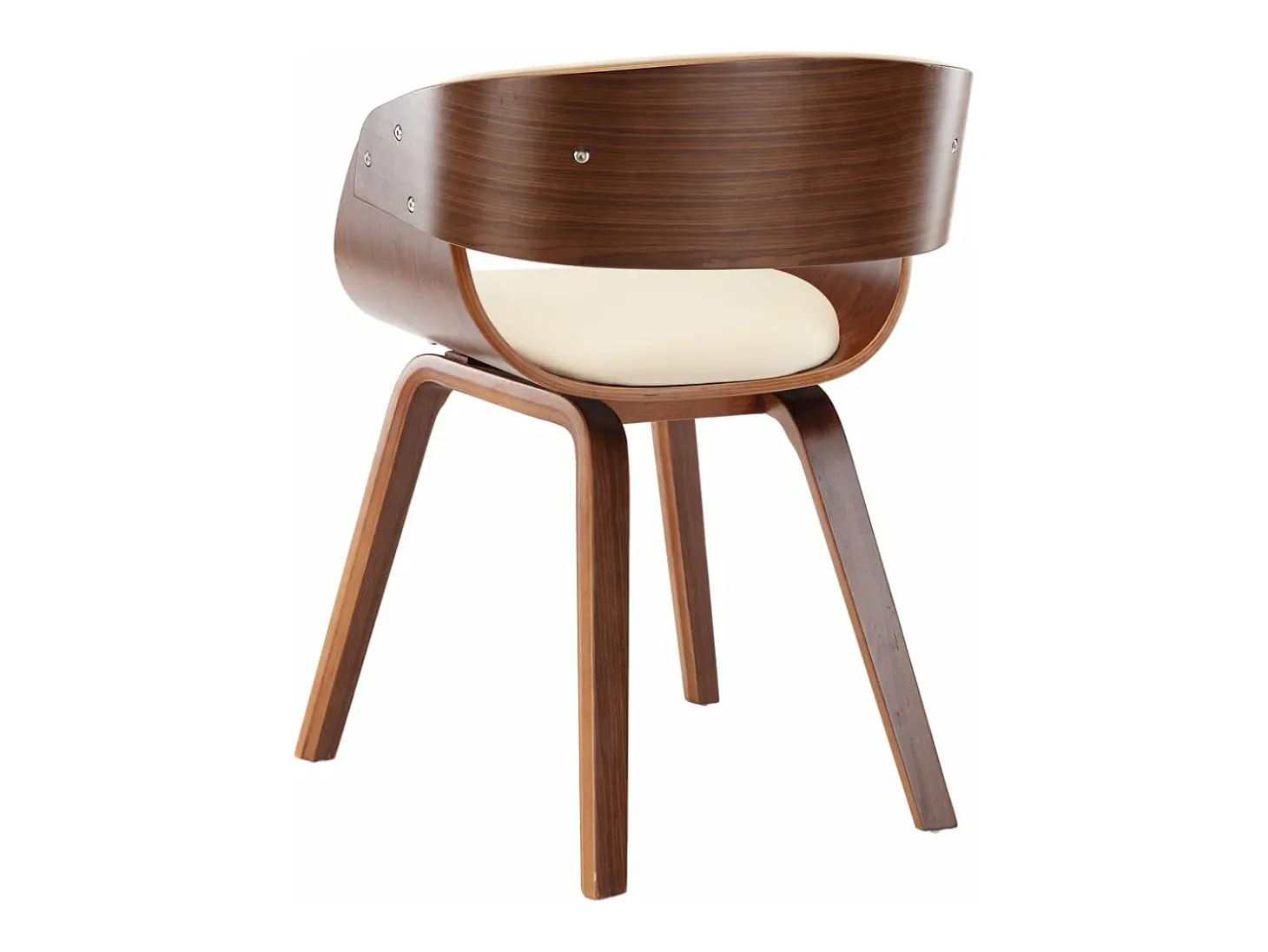 Silla de comedor de madera curvada y cuero sintético crema