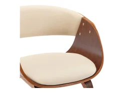 Silla de comedor de madera curvada y cuero sintético crema
