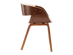 Silla de comedor de madera curvada y cuero sintético crema