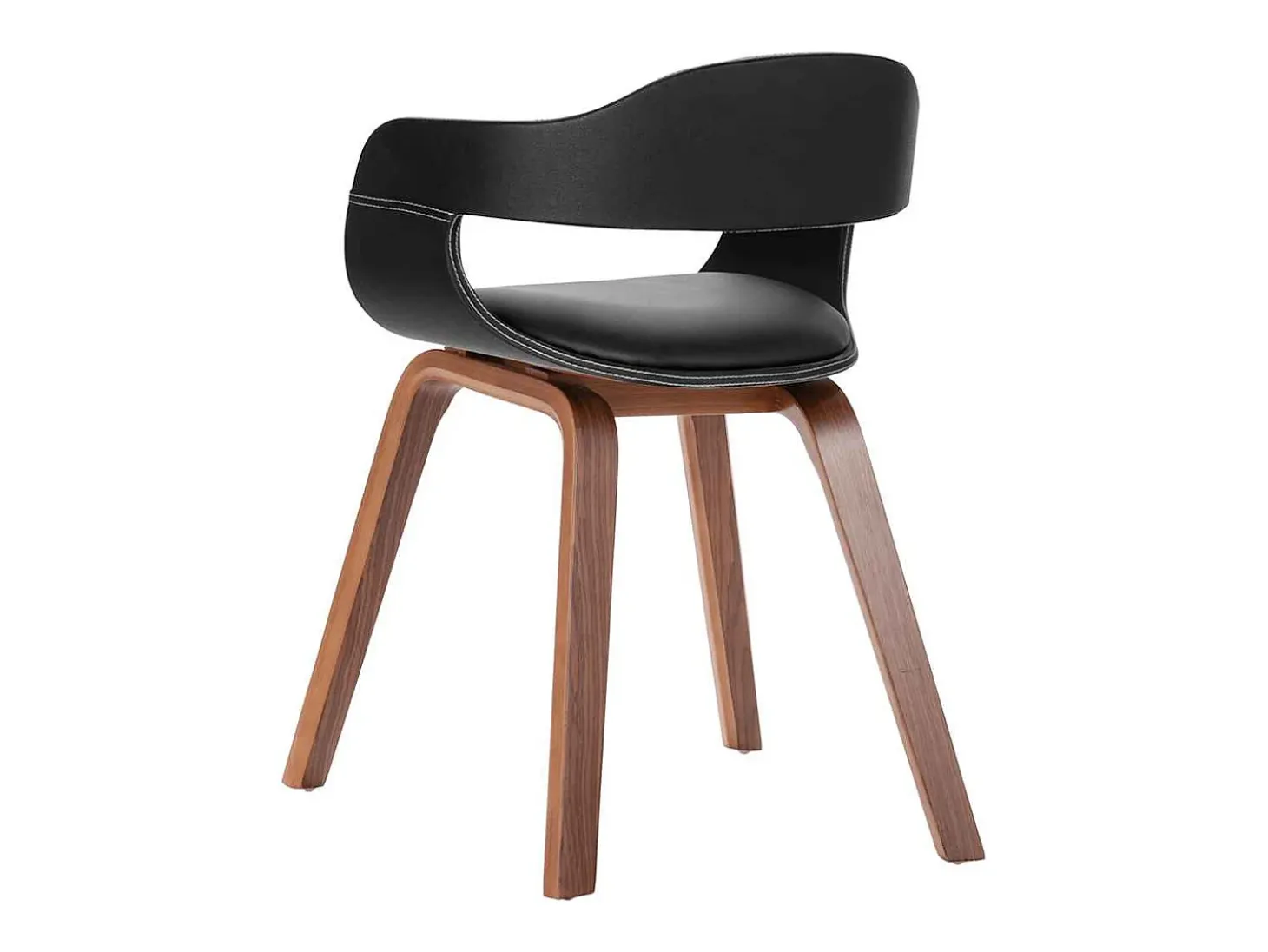 Silla de comedor de madera curvada y cuero sintético