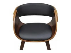 Silla de comedor de madera curvada y cuero sintético