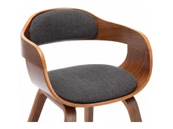 Silla de comedor de tela gris oscuro y madera curvada
