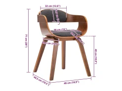 Silla de comedor de tela gris oscuro y madera curvada