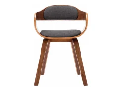 Silla de comedor de tela gris oscuro y madera curvada