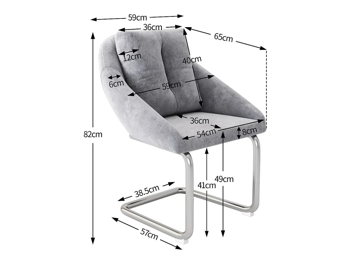 Silla de comedor de terciopelo gris, sillón giratorio de lujo con cojines, diseño ergonómico, patas curvas (72,39 x 60,96 x 50,17 cm)