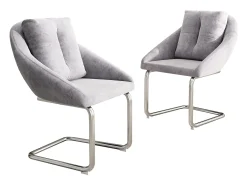 Silla de comedor de terciopelo gris, sillón giratorio de lujo con cojines, diseño ergonómico, patas curvas (72,39 x 60,96 x 50,17 cm)