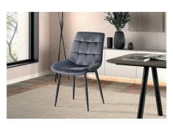 Silla de comedor de terciopelo con patas de metal color topo KALI