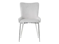 Silla de comedor de terciopelo, lote de 6, tumbona con cuatro patas de metal plateado, gris