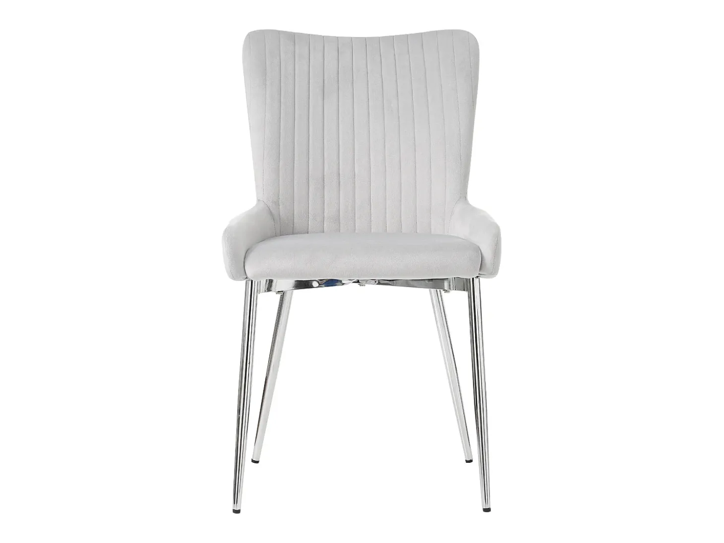 Silla de comedor de terciopelo, lote de 6, tumbona con cuatro patas de metal plateado, gris