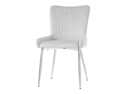 Silla de comedor de terciopelo, lote de 6, tumbona con cuatro patas de metal plateado, gris