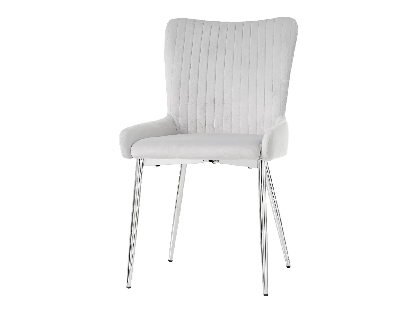 Silla de comedor de terciopelo, lote de 6, tumbona con cuatro patas de metal plateado, gris