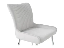 Silla de comedor de terciopelo, lote de 6, tumbona con cuatro patas de metal plateado, gris