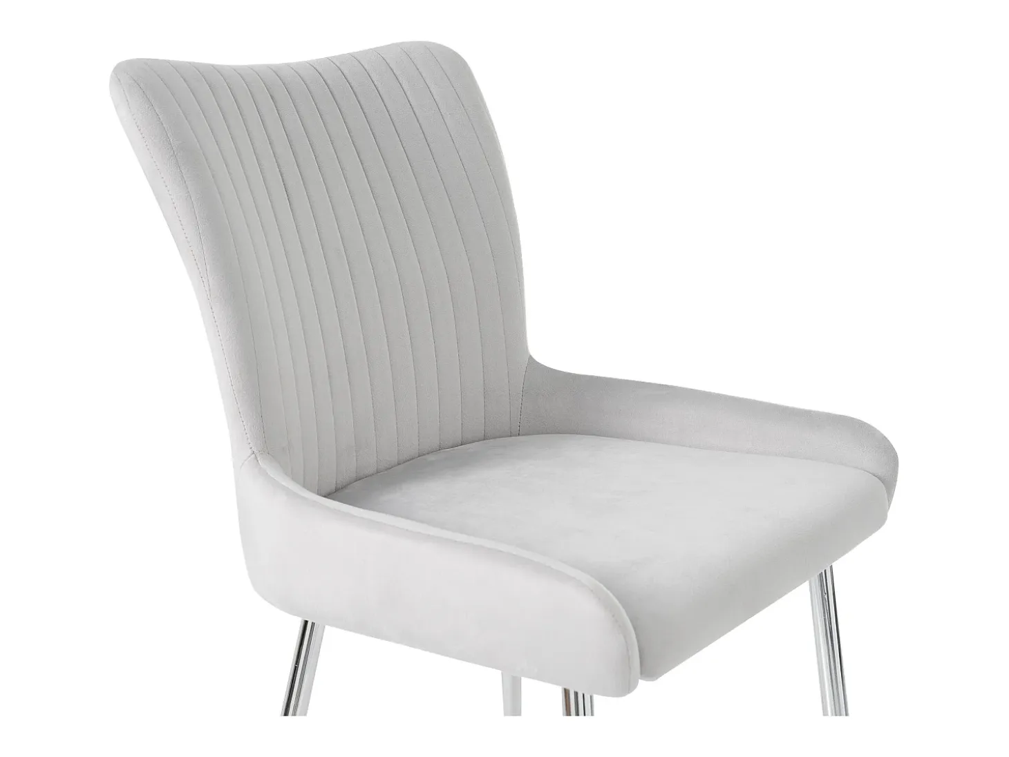 Silla de comedor de terciopelo, lote de 6, tumbona con cuatro patas de metal plateado, gris