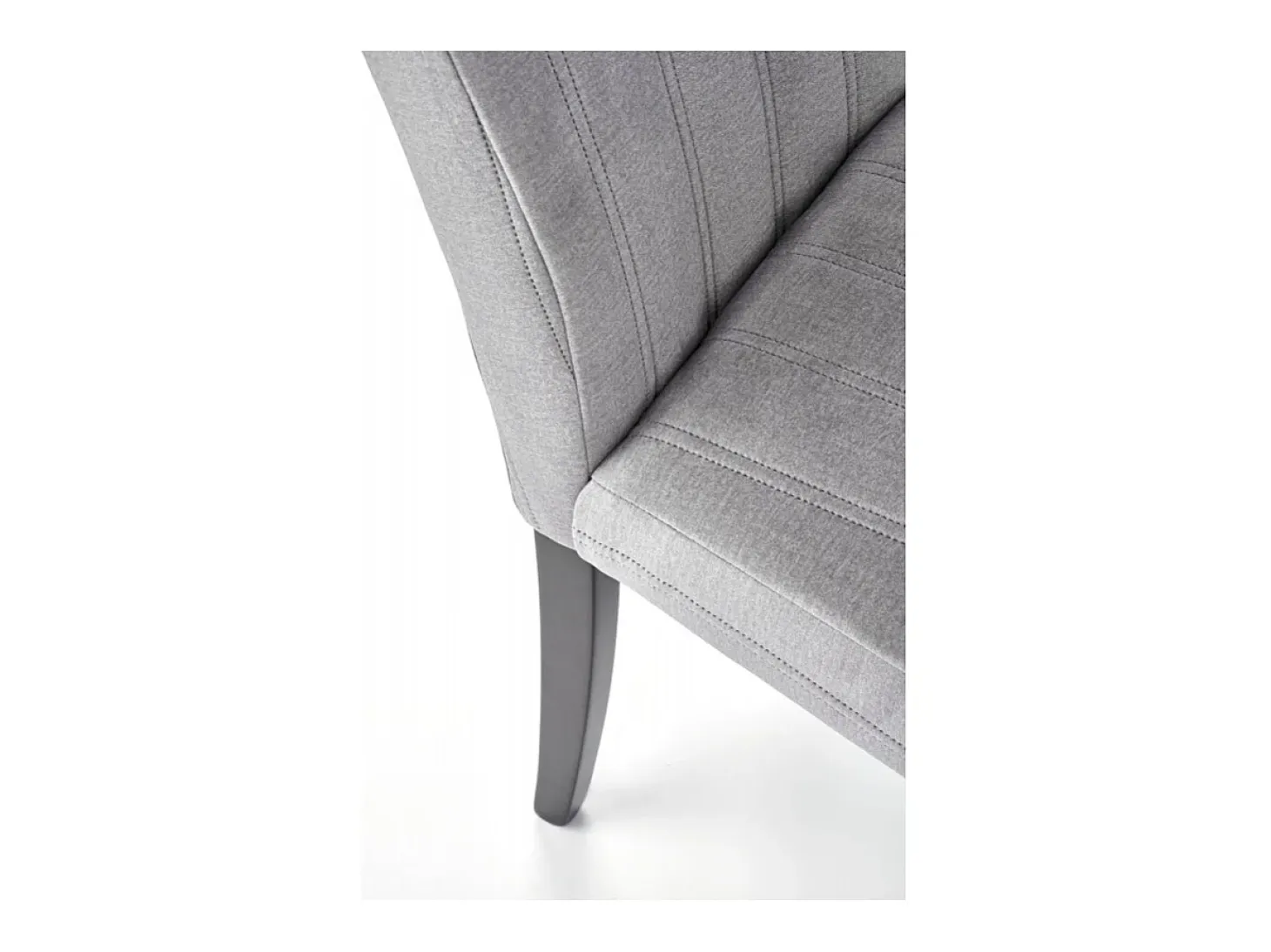 Silla de comedor de terciopelo gris con patas de madera maciza de haya pintada de negro HAYA
