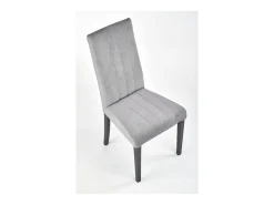 Silla de comedor de terciopelo gris con patas de madera maciza de haya pintada de negro HAYA
