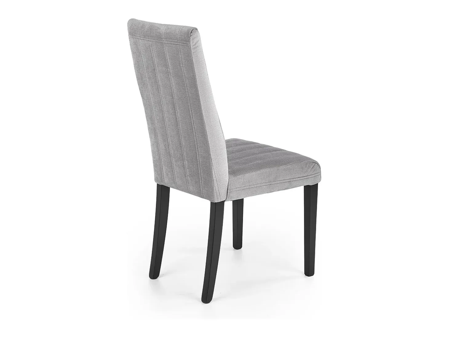 Silla de comedor de terciopelo gris con patas de madera maciza de haya pintada de negro HAYA