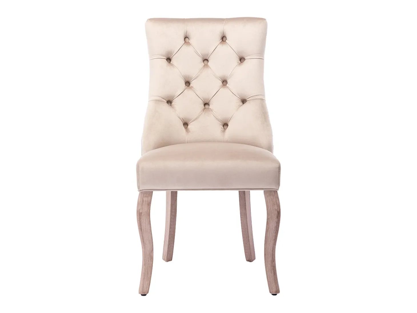 Silla de comedor de terciopelo beige con respaldo alto y botones, estructura de madera maciza, juego de 4 (53 x 61 x 91 cm)
