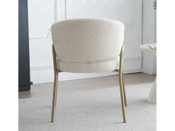 Silla de comedor de terciopelo y metal dorado - blanco - 61 x 48 x 78 cm (1 pieza)