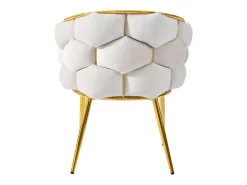 Silla de comedor de terciopelo, patas de metal dorado – beige