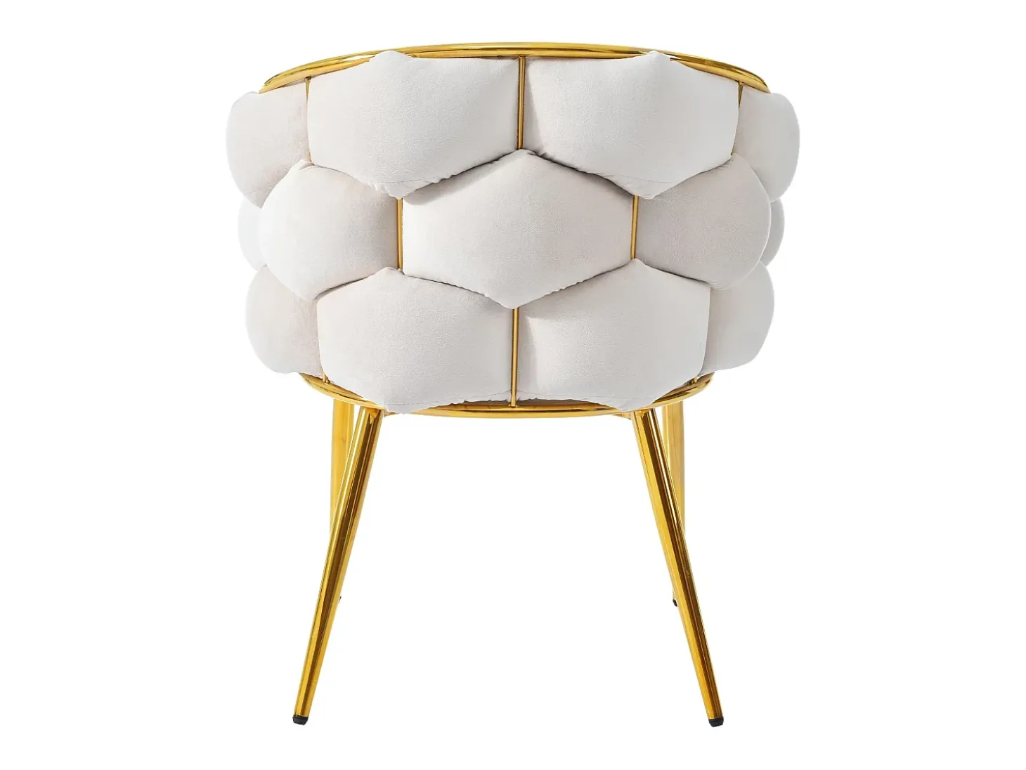 Silla de comedor de terciopelo, patas de metal dorado – beige