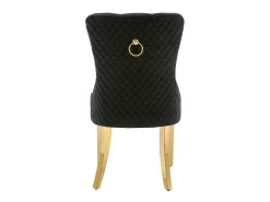 Silla de comedor de terciopelo con aro decorativo y tachuelas, patas de acero inoxidable dorado – negro