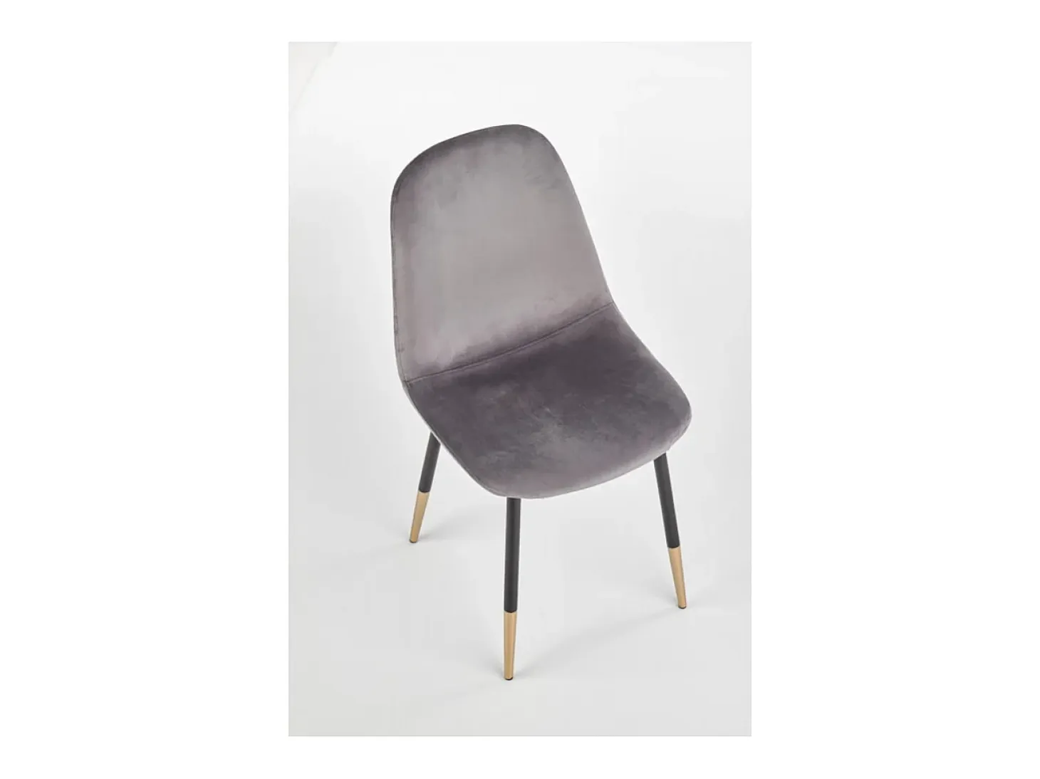 Silla de comedor de terciopelo gris con patas de acero negro y dorado SIEMPRE