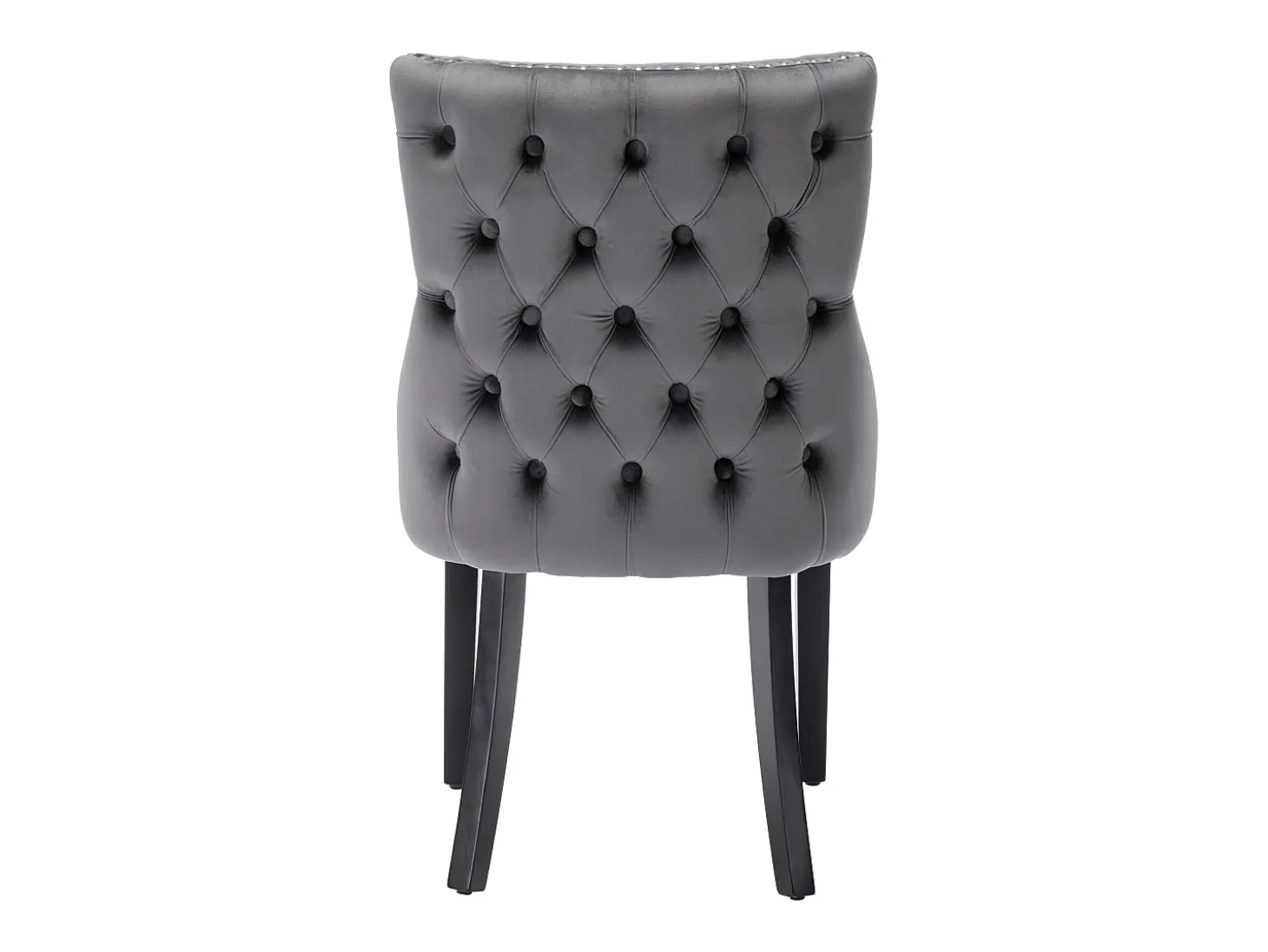 Silla de comedor de terciopelo gris con cómodas patas de madera maciza y diseño acolchado, juego de 2