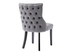 Silla de comedor de terciopelo gris con cómodas patas de madera maciza y diseño acolchado, juego de 2