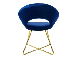 Silla de comedor de terciopelo azul diseño ergonómico asiento moderno curvado