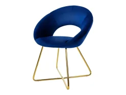Silla de comedor de terciopelo azul diseño ergonómico asiento moderno curvado