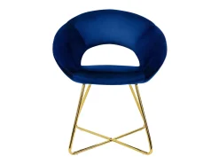 Silla de comedor de terciopelo azul diseño ergonómico asiento moderno curvado