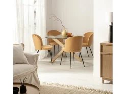 Silla de comedor de Terciopelo Mostaza 81 x 53- Elina