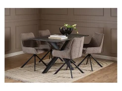 Silla de comedor Eddie chenilla marrón.