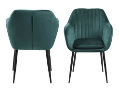 Silla de comedor Emil verde botella, metal negro.