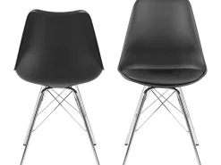 Silla de comedor Erin negra, cromada.