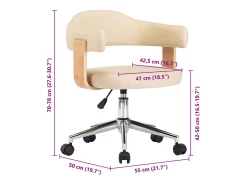 Silla de comedor giratoria madera curvada cuero sintético crema