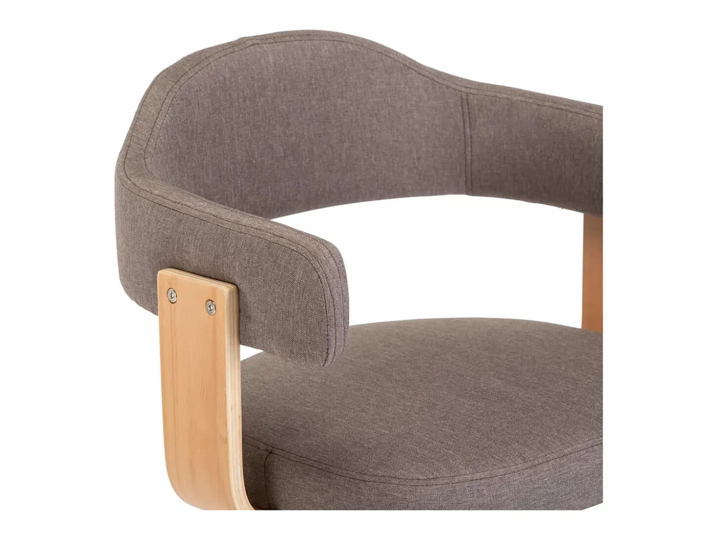 Silla de comedor giratoria color topo de madera curvada y tela