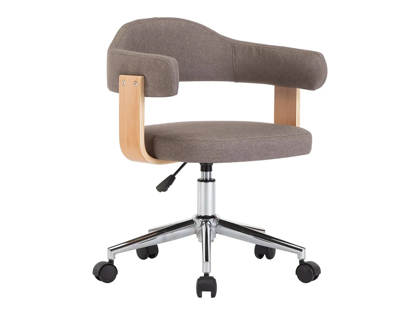 Silla de comedor giratoria color topo de madera curvada y tela