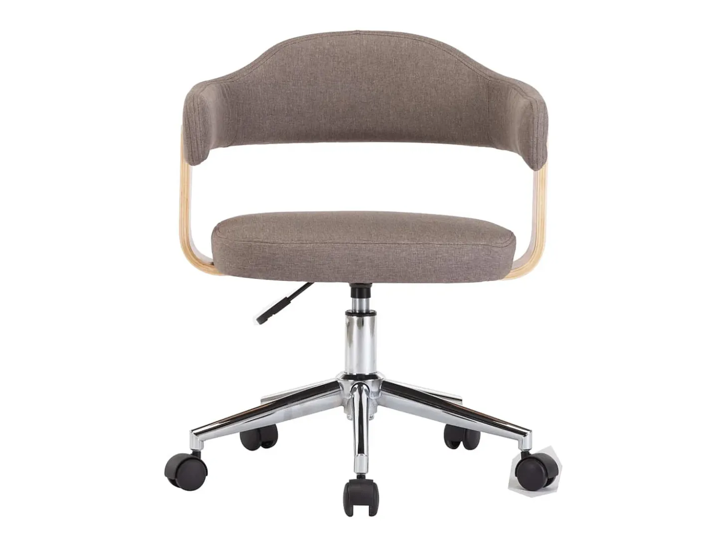Silla de comedor giratoria color topo de madera curvada y tela