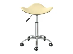Silla de comedor giratoria de cuero sintético crema