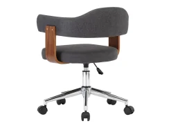 Silla de comedor giratoria de madera curvada y tela gris