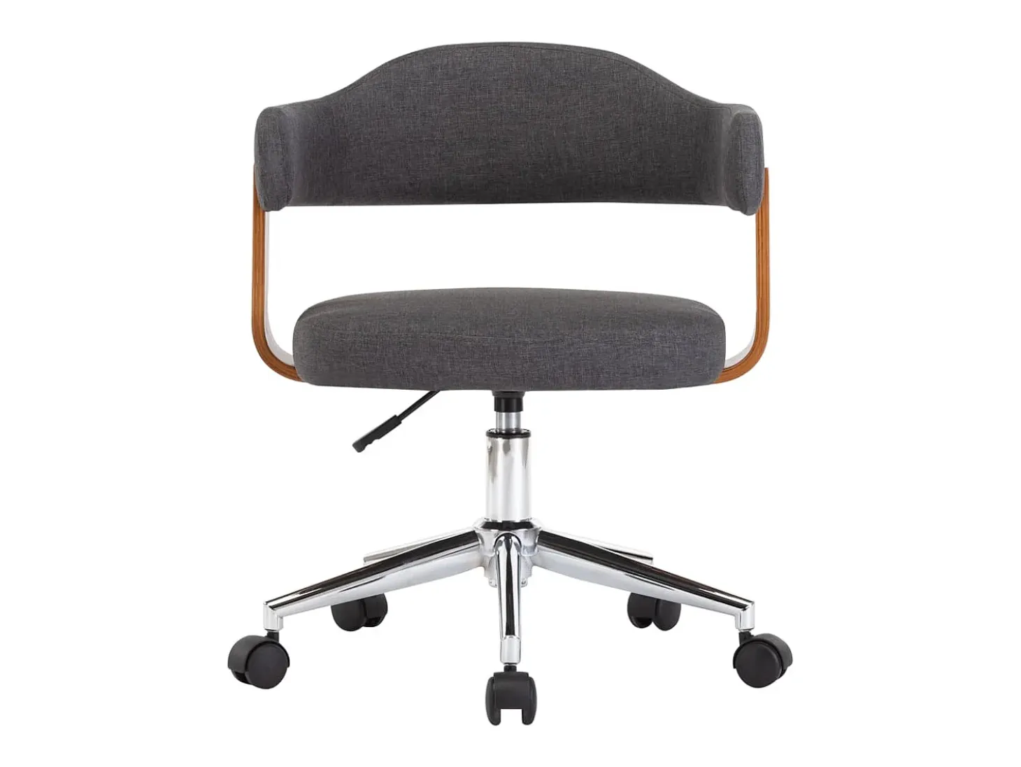 Silla de comedor giratoria de madera curvada y tela gris