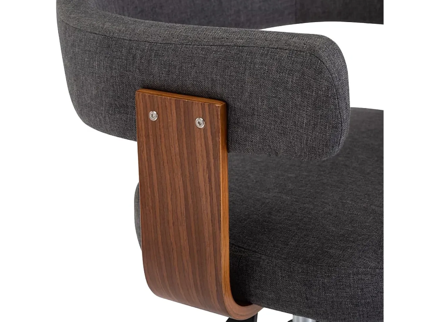 Silla de comedor giratoria de madera curvada y tela gris