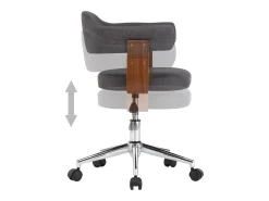 Silla de comedor giratoria de madera curvada y tela gris