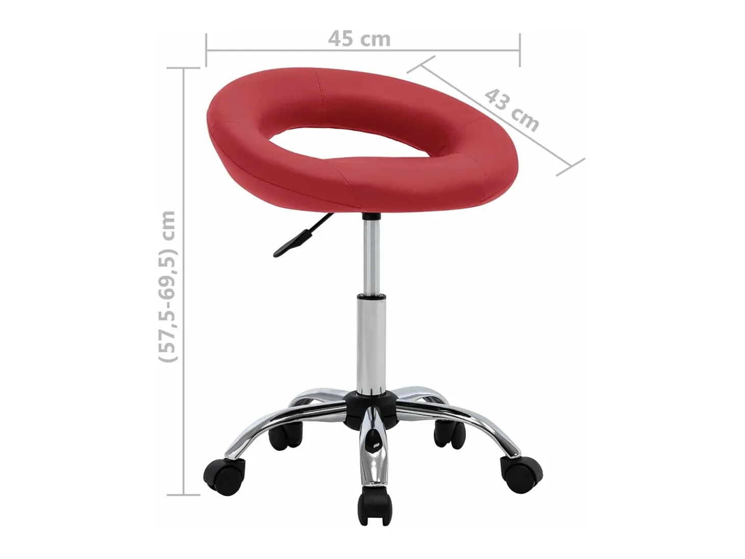 Silla de comedor giratoria de cuero sintético rojo vino tinto